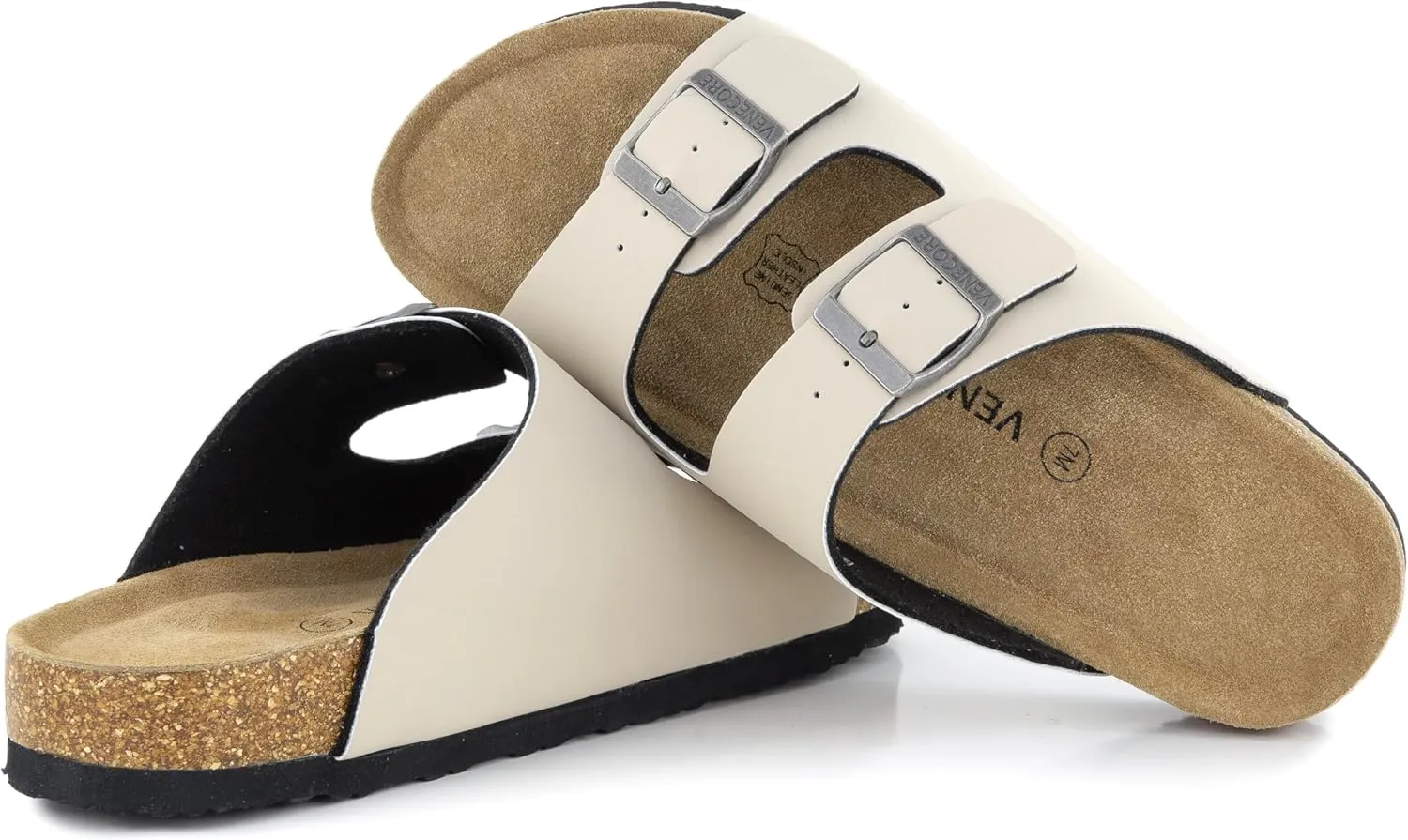 Verano Cork Sandals for Women – Cork Double Strap Sandals Women’s Summer Shoes – Comfortable Slide Sandals
