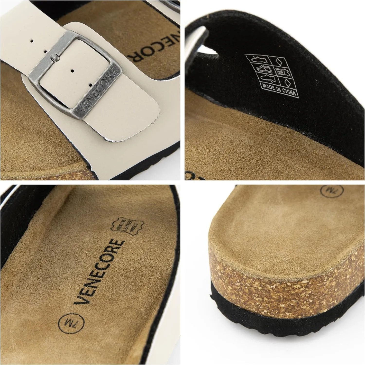 Verano Cork Sandals for Women – Cork Double Strap Sandals Women’s Summer Shoes – Comfortable Slide Sandals