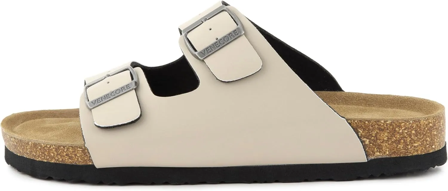 Verano Cork Sandals for Women – Cork Double Strap Sandals Women’s Summer Shoes – Comfortable Slide Sandals