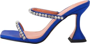 VETASTE Heeled Sandals for Women Square Toe Two Strap Party Wedding Satin Heels