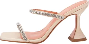VETASTE Heeled Sandals for Women Square Toe Two Strap Party Wedding Satin Heels