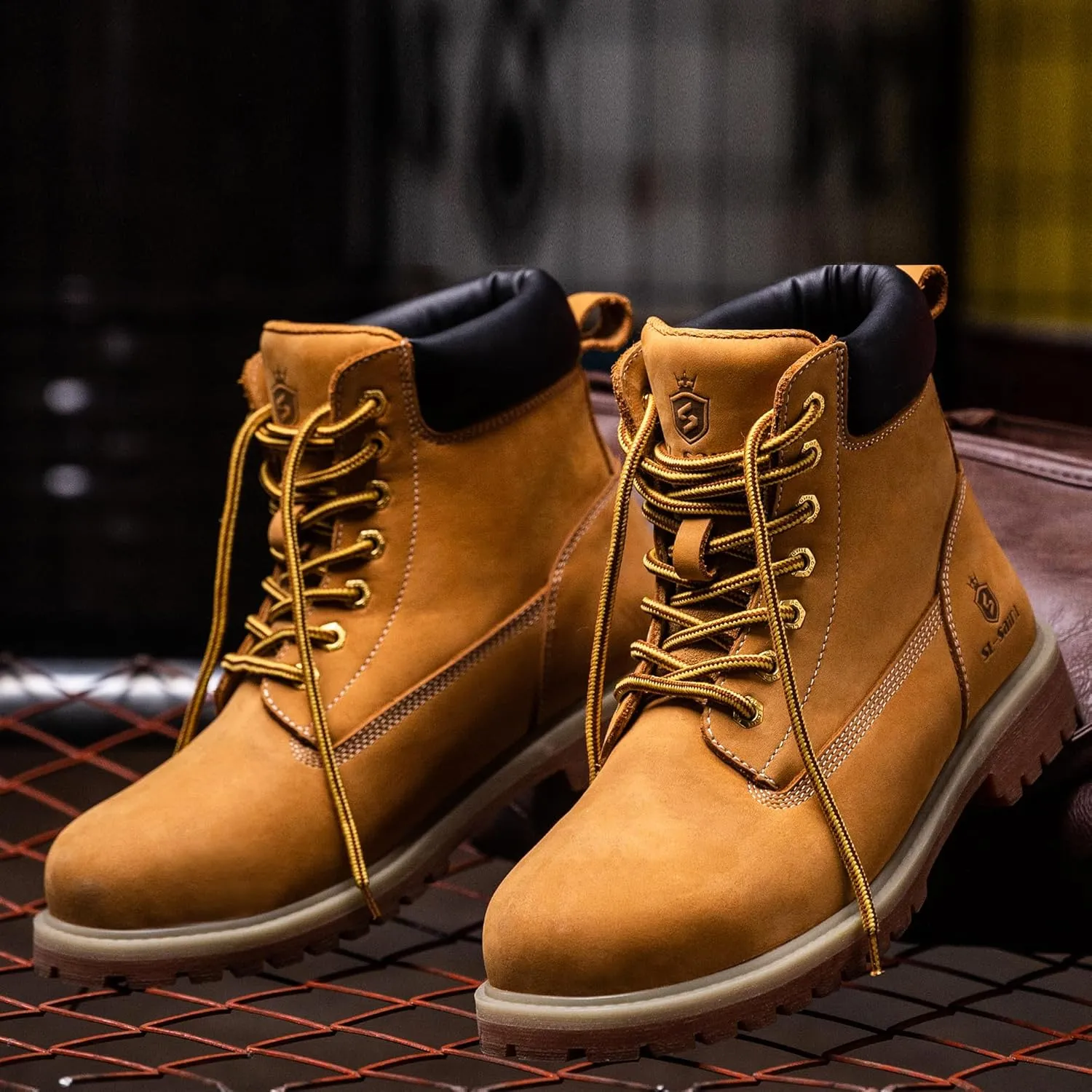 Waterproof Steel Toe Classic UPGRADED Work Boots For Men Industrial&Construction Insulated Safety Shoes Breathable Performance Fashion Hiking Footwear EH Tan 6 Inch