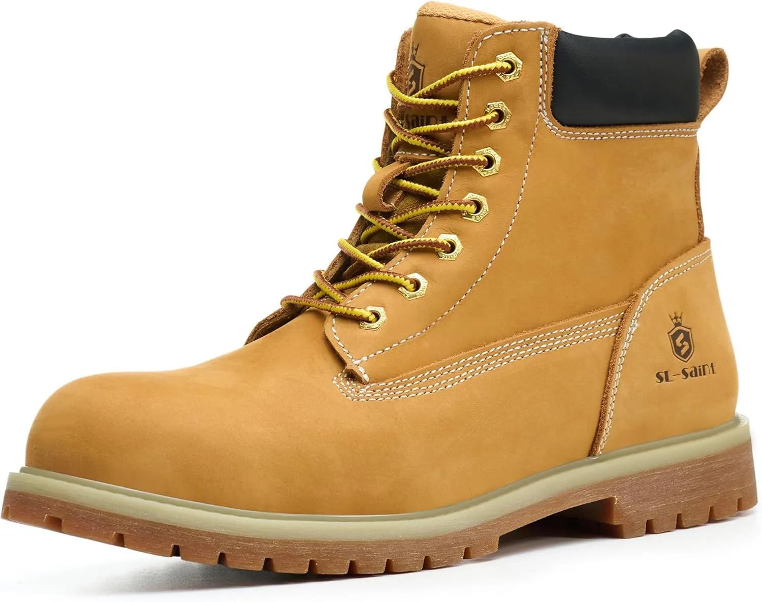 Waterproof Steel Toe Classic UPGRADED Work Boots For Men Industrial&Construction Insulated Safety Shoes Breathable Performance Fashion Hiking Footwear EH Tan 6 Inch