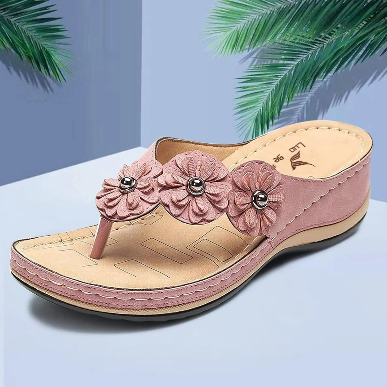 Wedge Sandals for Women Orthopedic Sandals with Arch Support Casual Walking Thong Sandals Open Toe Flip Flops