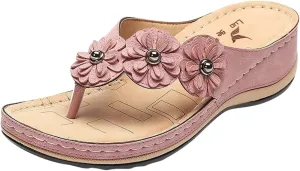 Wedge Sandals for Women Orthopedic Sandals with Arch Support Casual Walking Thong Sandals Open Toe Flip Flops
