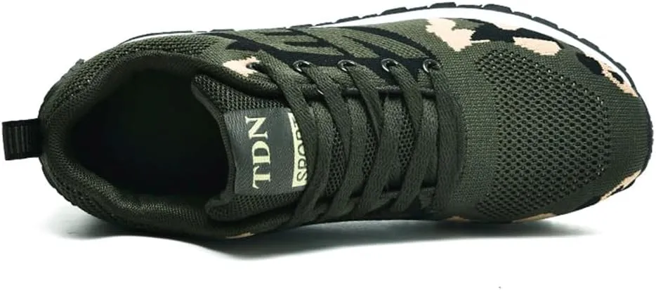 WILTENA Womens Mesh Breathable Camouflage Sneakers Ladys Invisible High-Heeled Wedge Platform Shoes