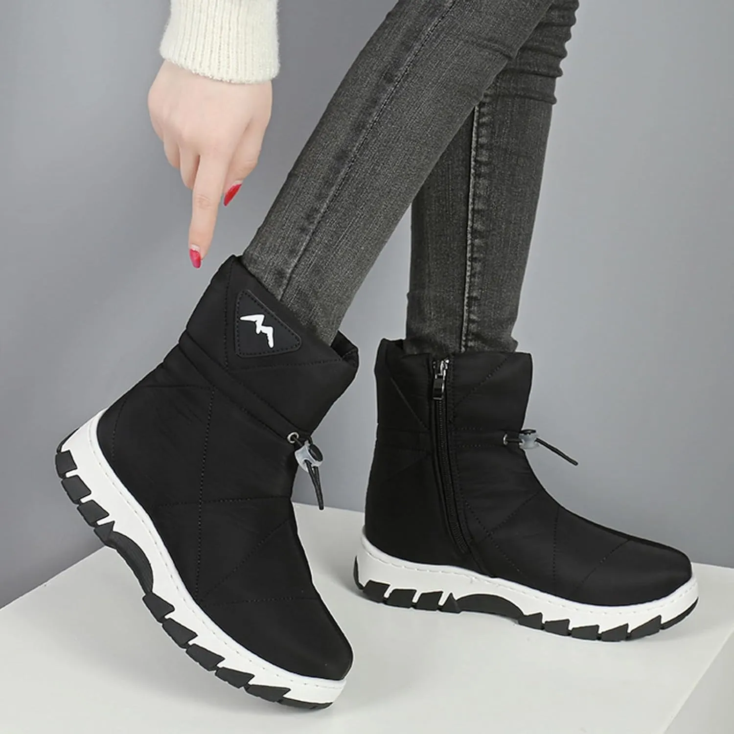 Winter Boots For Women Waterproof Snow Boots Wide Width Hiking Boots Slip On Fur Lined Boots Warm Ankle Boots