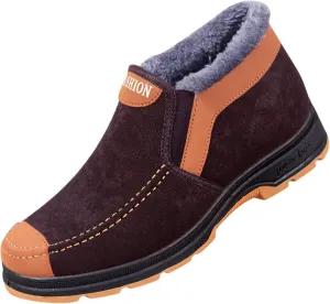 Winter Shoes for Men Fur Warm Non-Slip Outdoor Casual Lined Booties Slip on Winter Boots Snow Shoes for Men