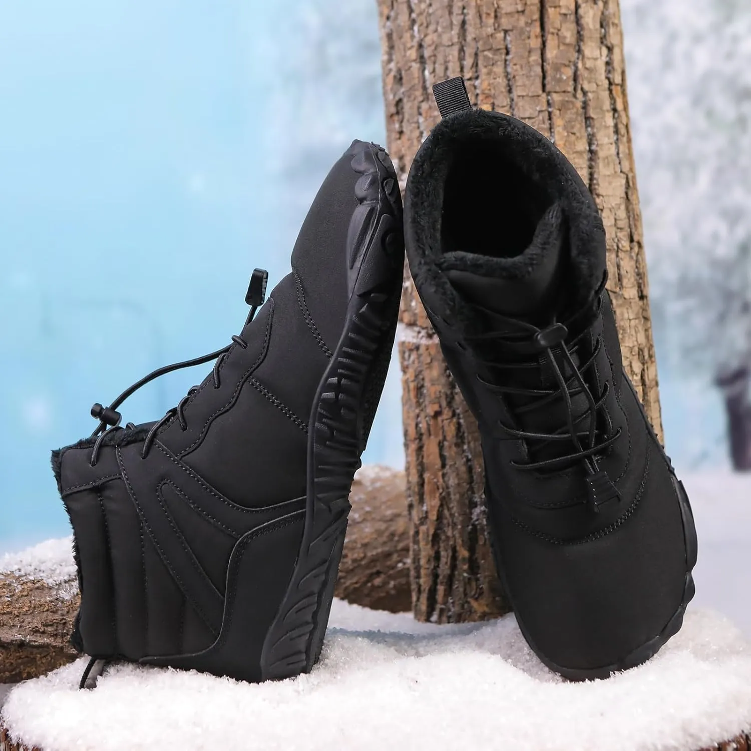 Winter Snow Boots for Women & Men | Minimalist Winter Snow Boots Barefoot | Warm Ankle Booties | Zero Drop Sole | Wide Toe Box | Slip on Sneakers | Waterproof Fur Lining Warm Snow Ankle Boots