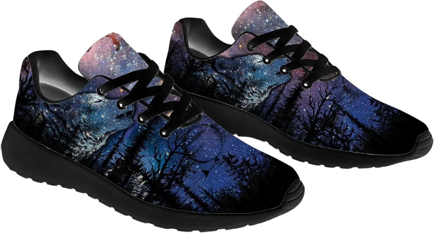 Wolf Shoes for Men Women Running Shoes Walking Sneakers Black Tennis Shoes Gifts for Women Men