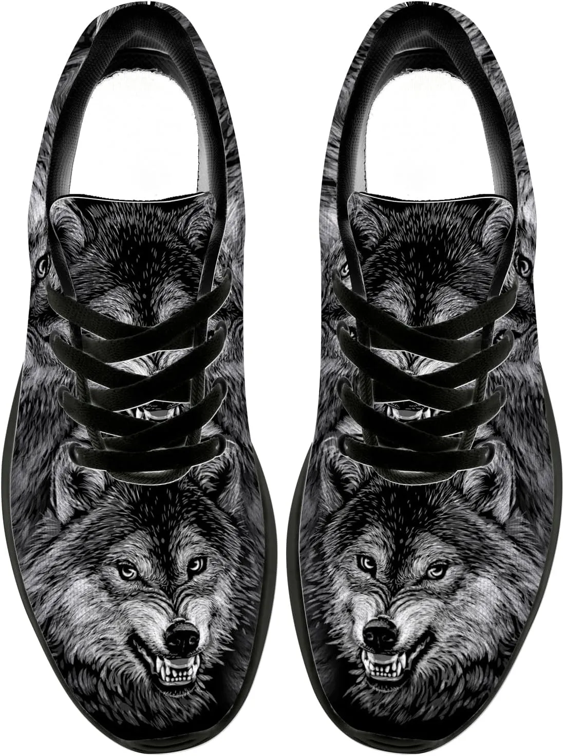 Wolf Shoes for Men Women Running Shoes Walking Sneakers Black Tennis Shoes Gifts for Women Men
