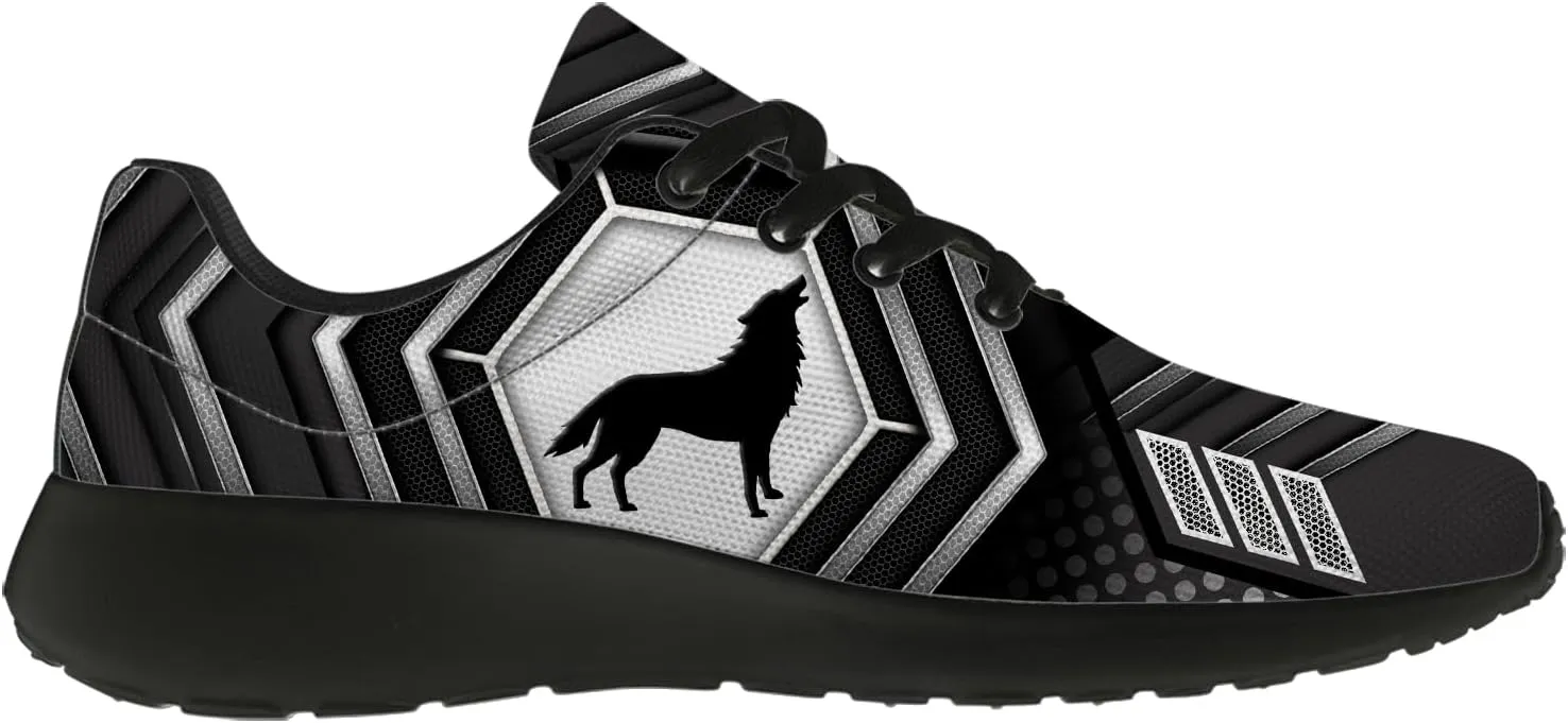 Wolf Shoes for Men Women Running Shoes Walking Sneakers Black Tennis Shoes Gifts for Women Men
