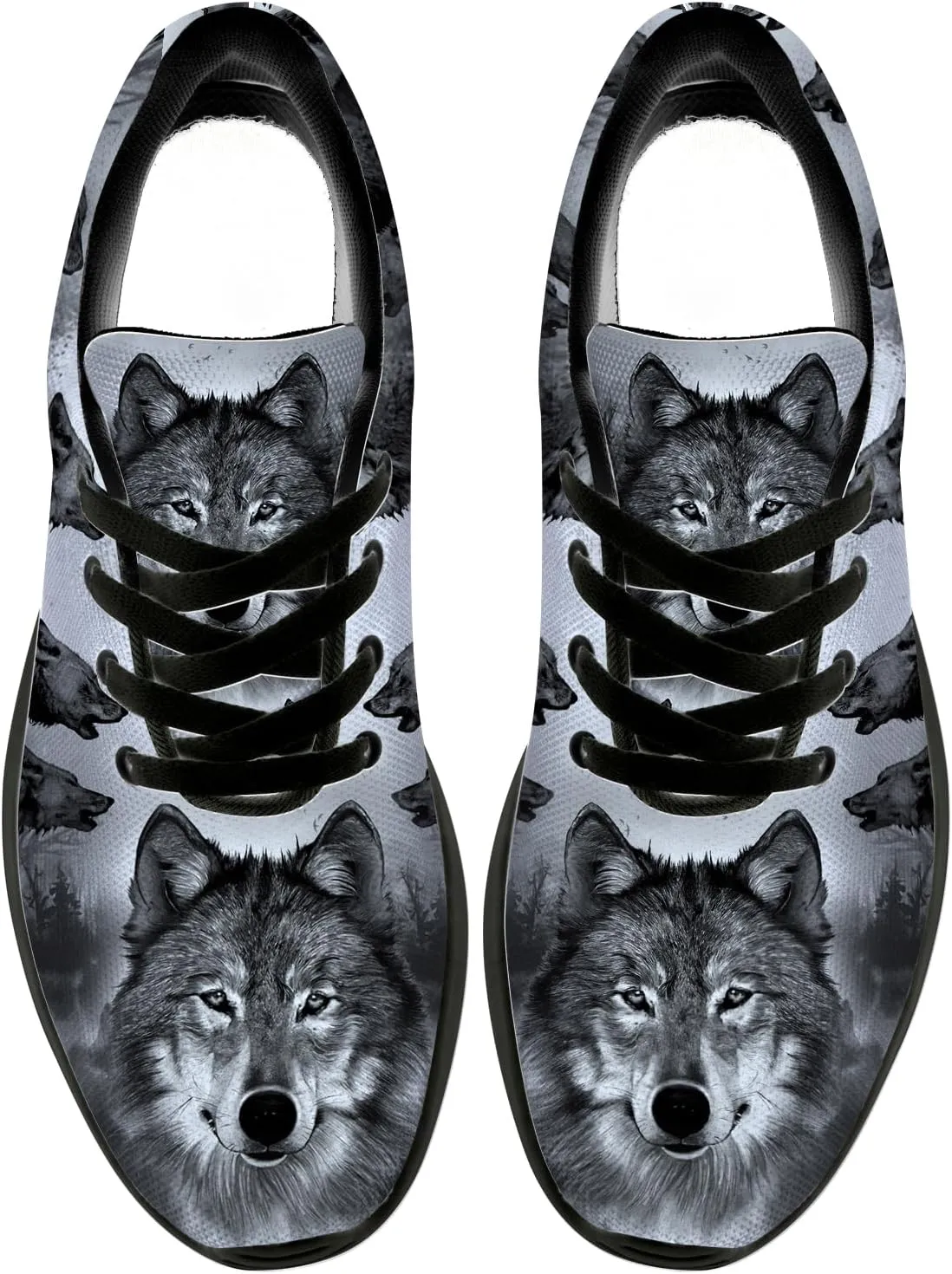 Wolf Shoes for Men Women Running Shoes Walking Sneakers Black Tennis Shoes Gifts for Women Men