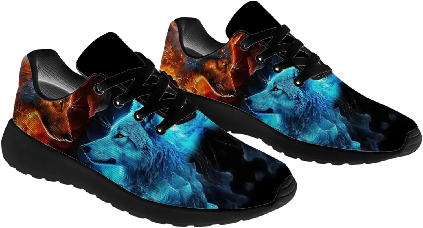 Wolf Shoes for Men Women Running Shoes Walking Sneakers Black Tennis Shoes Gifts for Women Men
