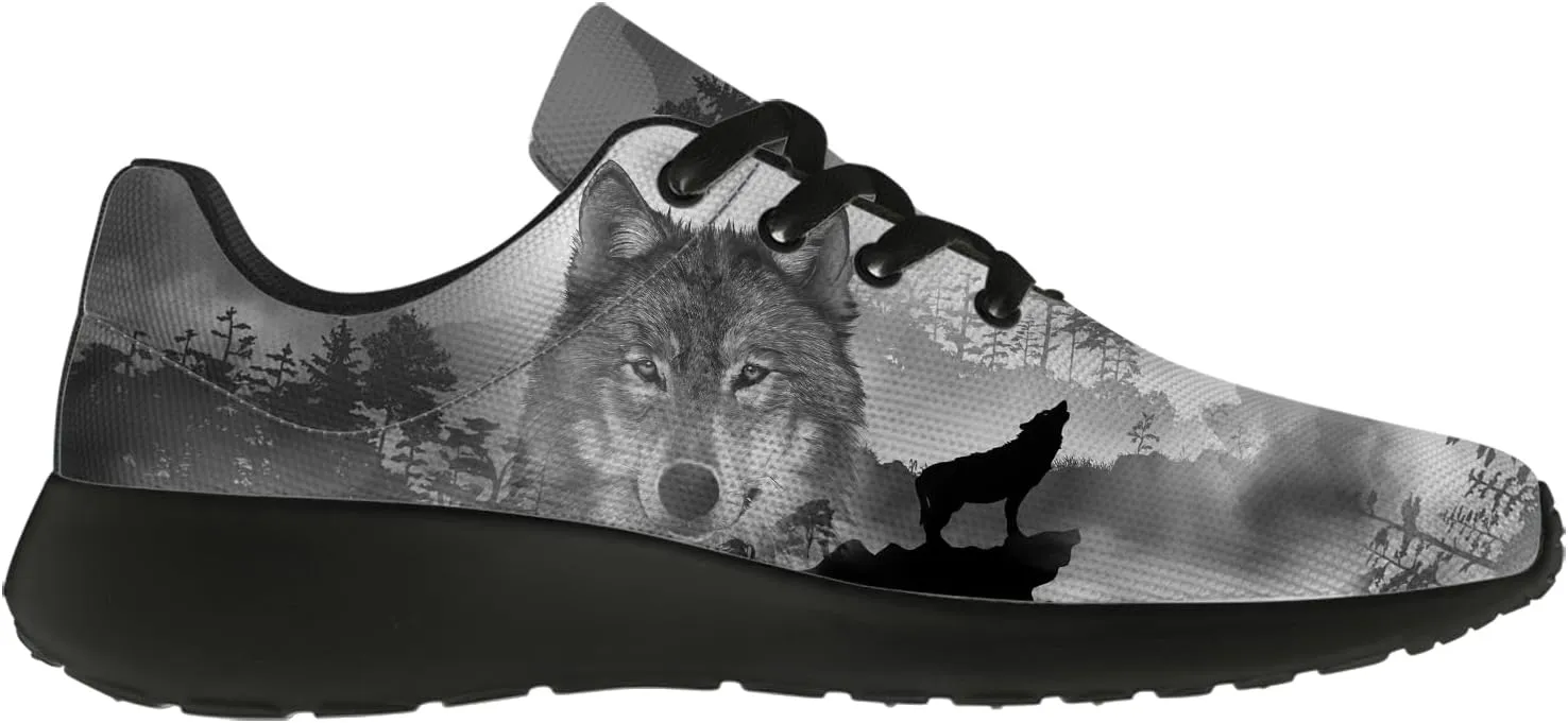 Wolf Shoes for Men Women Running Shoes Walking Sneakers Black Tennis Shoes Gifts for Women Men