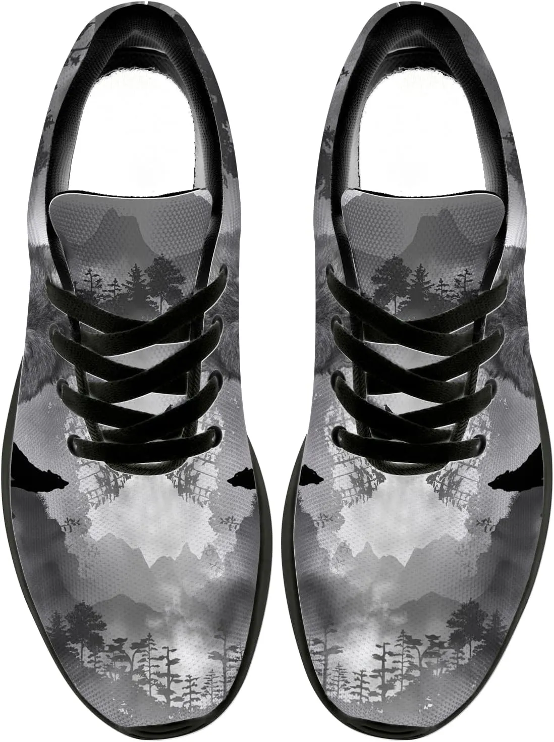 Wolf Shoes for Men Women Running Shoes Walking Sneakers Black Tennis Shoes Gifts for Women Men
