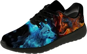 Wolf Shoes for Men Women Running Shoes Walking Sneakers Black Tennis Shoes Gifts for Women Men