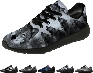 Wolf Shoes for Men Women Running Shoes Walking Sneakers Black Tennis Shoes Gifts for Women Men