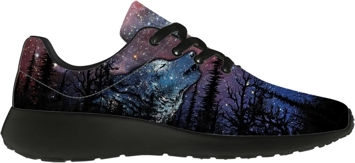 Wolf Shoes for Men Women Running Shoes Walking Sneakers Black Tennis Shoes Gifts for Women Men