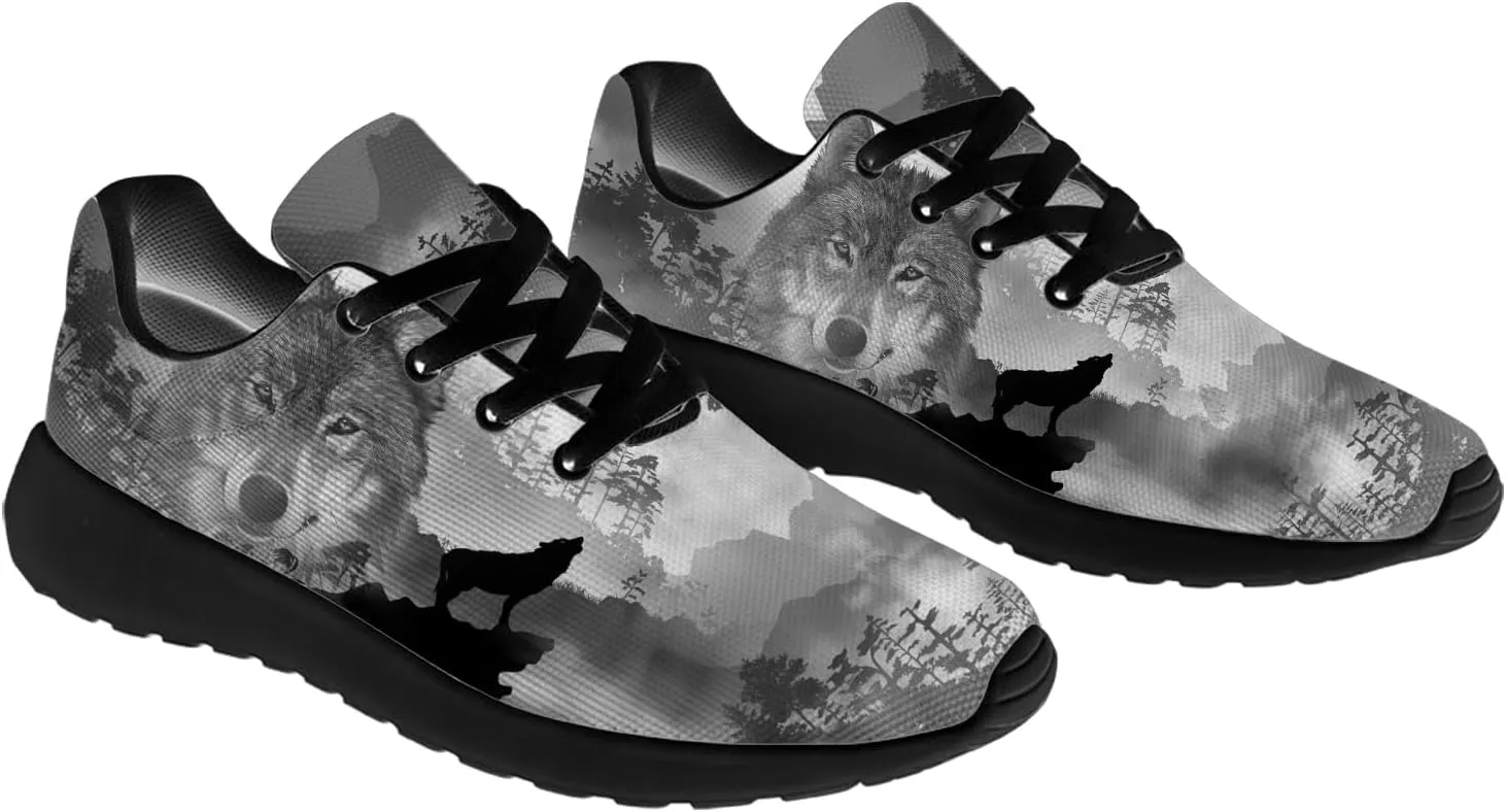 Wolf Shoes for Men Women Running Shoes Walking Sneakers Black Tennis Shoes Gifts for Women Men