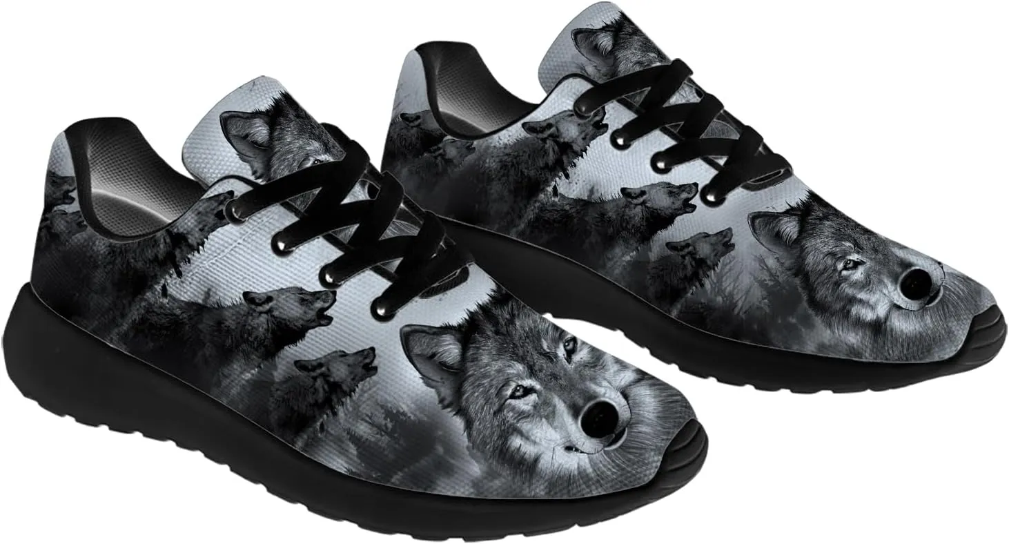 Wolf Shoes for Men Women Running Shoes Walking Sneakers Black Tennis Shoes Gifts for Women Men