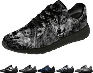 Wolf Shoes for Men Women Running Shoes Walking Sneakers Black Tennis Shoes Gifts for Women Men