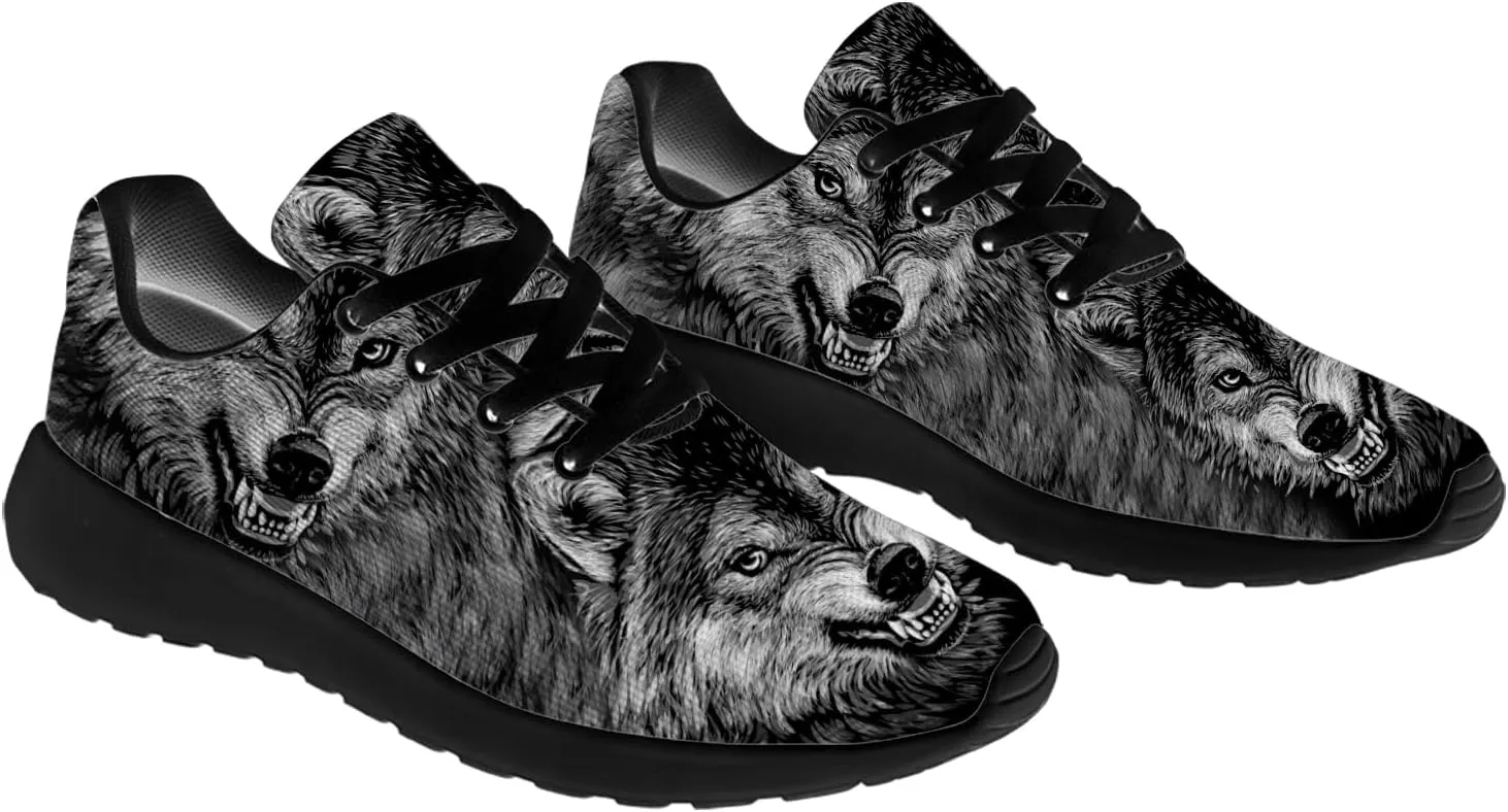 Wolf Shoes for Men Women Running Shoes Walking Sneakers Black Tennis Shoes Gifts for Women Men