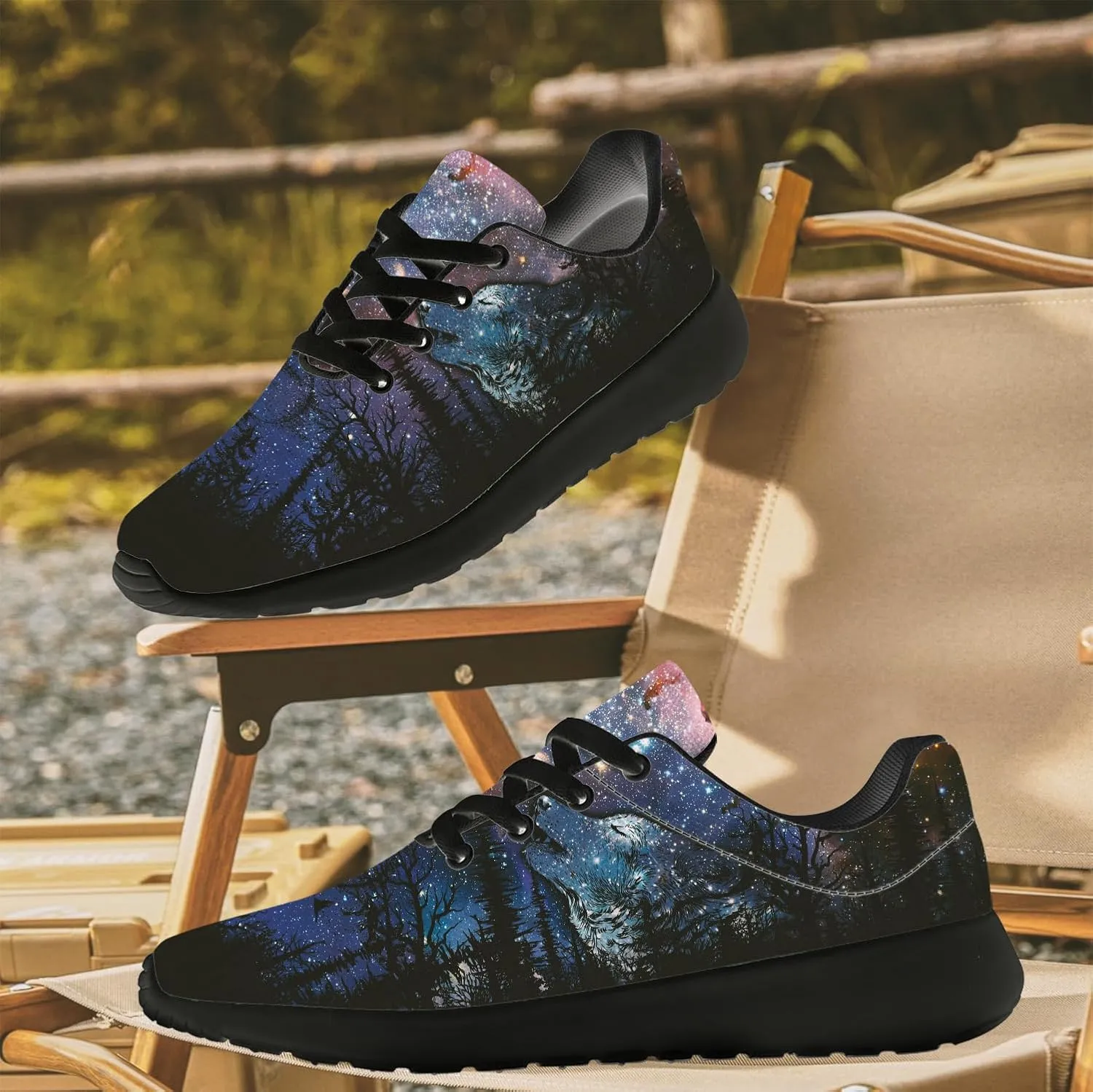 Wolf Shoes for Men Women Running Shoes Walking Sneakers Black Tennis Shoes Gifts for Women Men