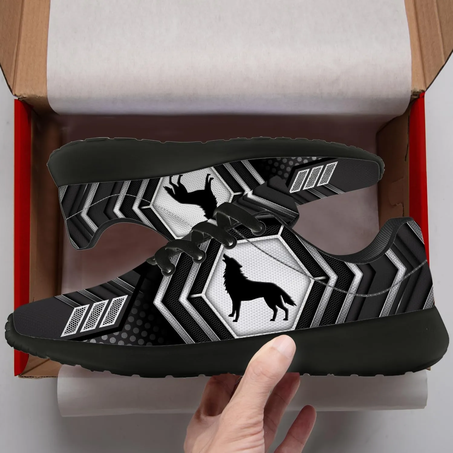 Wolf Shoes for Men Women Running Shoes Walking Sneakers Black Tennis Shoes Gifts for Women Men