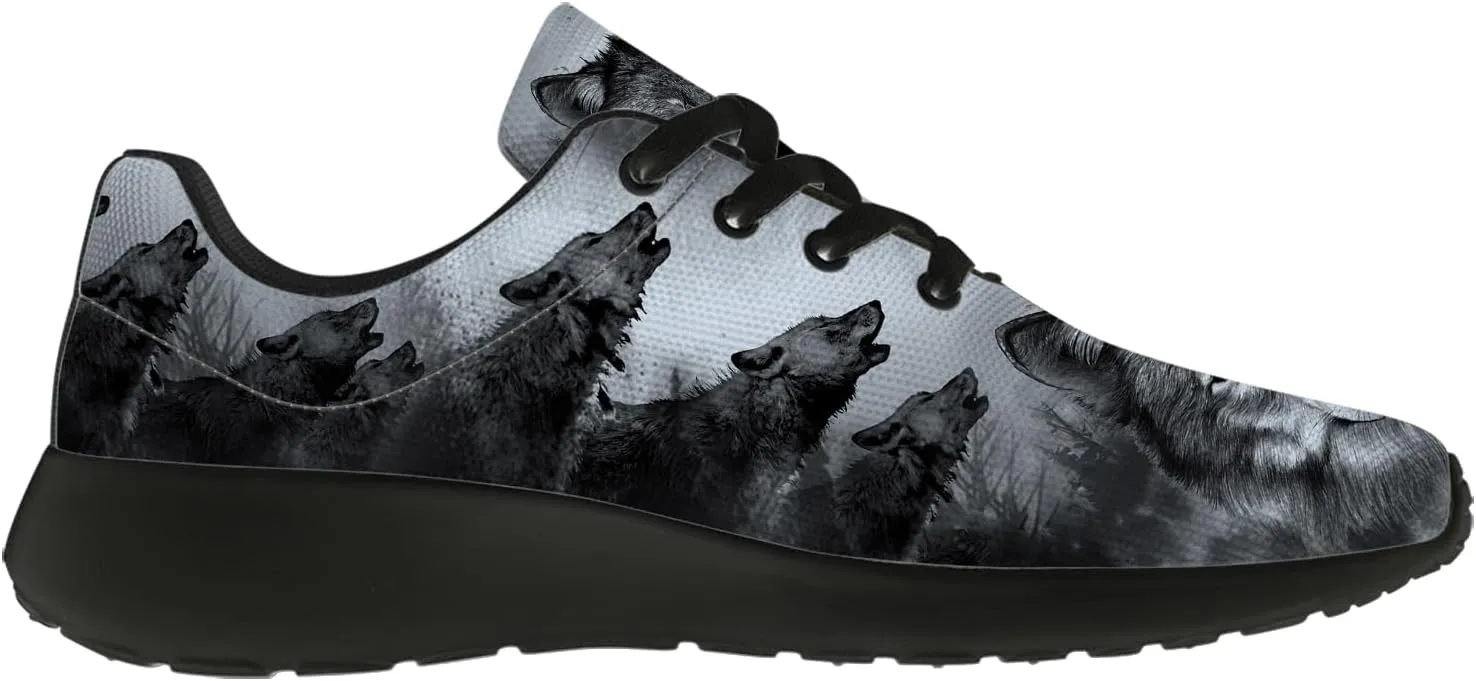 Wolf Shoes for Men Women Running Shoes Walking Sneakers Black Tennis Shoes Gifts for Women Men