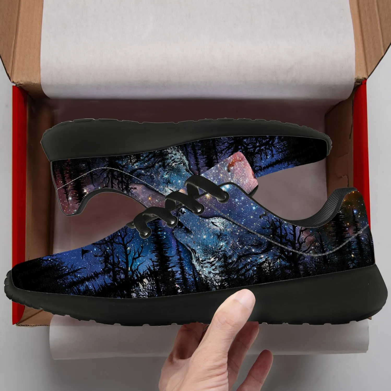 Wolf Shoes for Men Women Running Shoes Walking Sneakers Black Tennis Shoes Gifts for Women Men