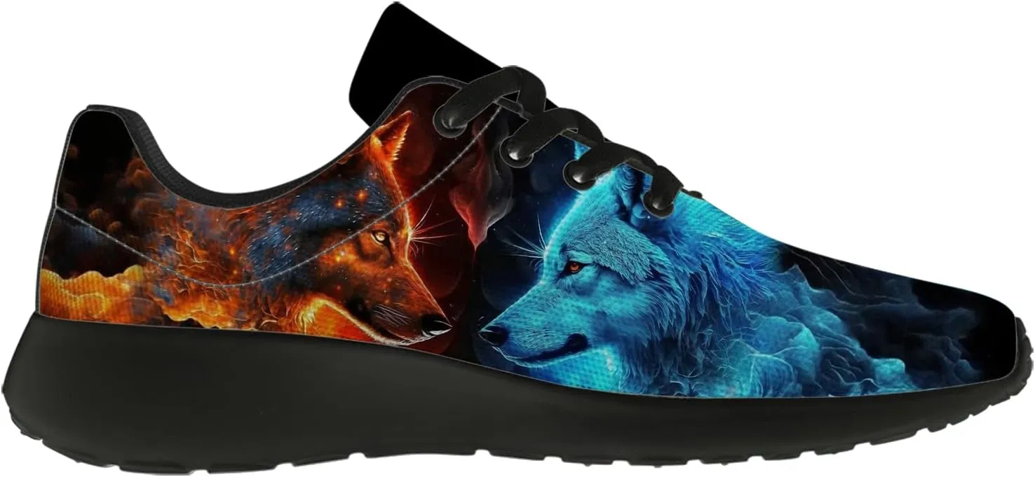 Wolf Shoes for Men Women Running Shoes Walking Sneakers Black Tennis Shoes Gifts for Women Men