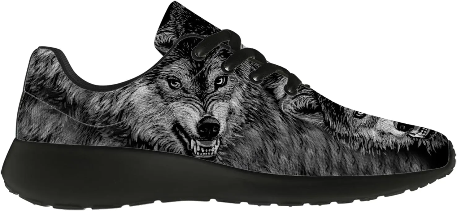 Wolf Shoes for Men Women Running Shoes Walking Sneakers Black Tennis Shoes Gifts for Women Men