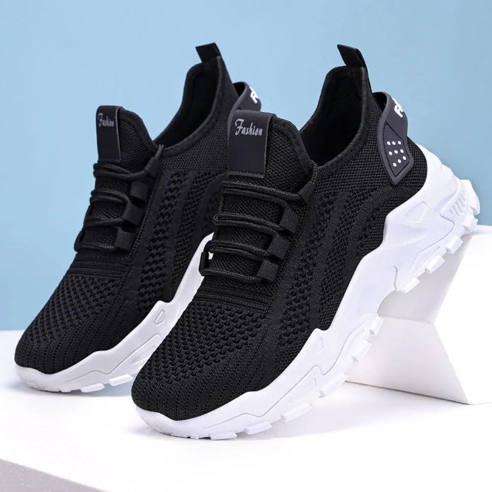 Women Breathable Sneakers,Classic Slip-On Breathable Mesh Sneakers,Summer Fashion Mesh Comfortable Breathable lace up Casual Sneakers Women Platform Shoes