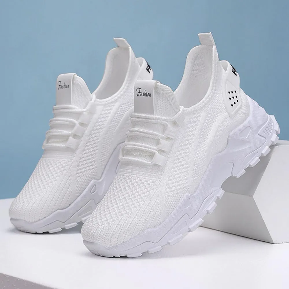 Women Breathable Sneakers,Classic Slip-On Breathable Mesh Sneakers,Summer Fashion Mesh Comfortable Breathable lace up Casual Sneakers Women Platform Shoes
