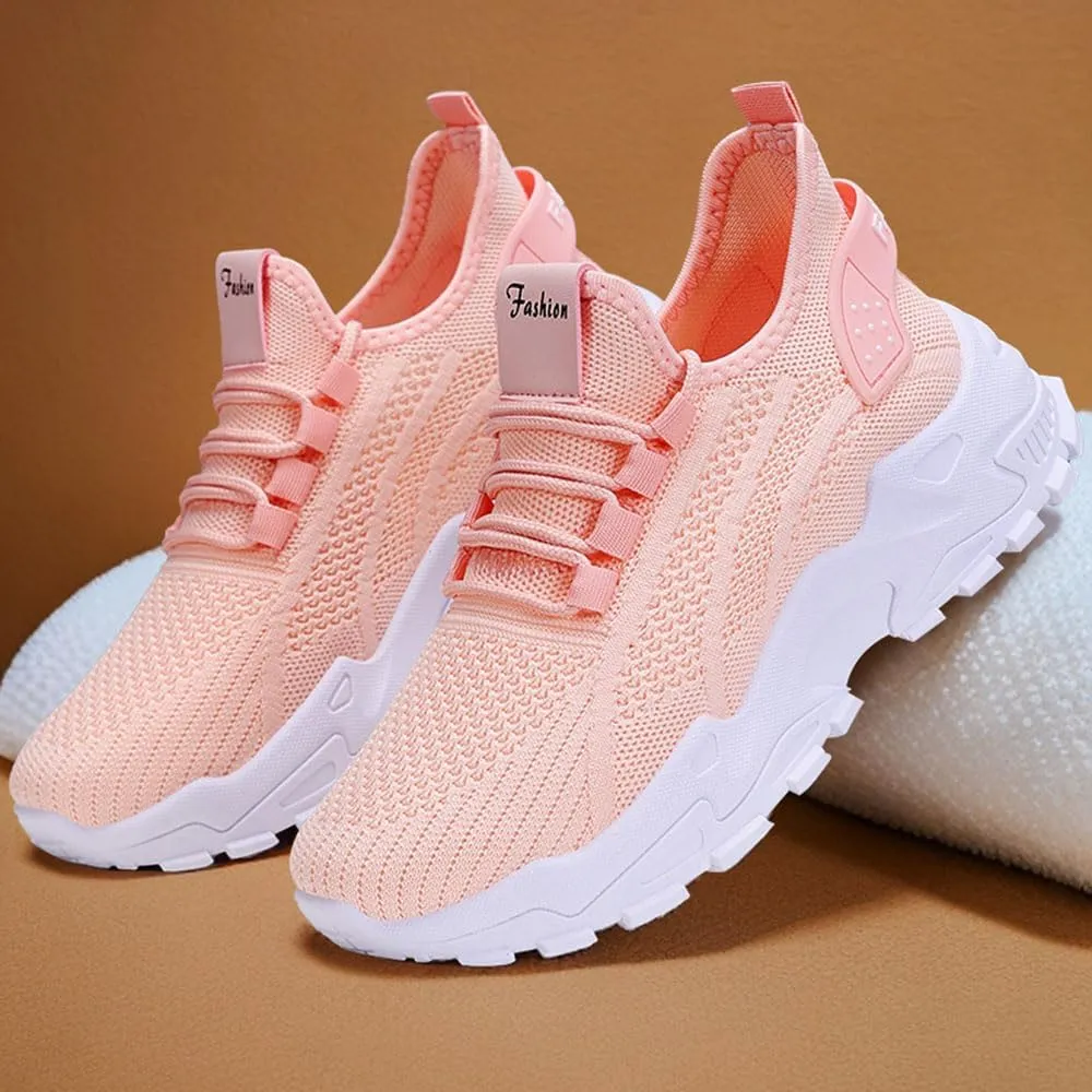 Women Breathable Sneakers,Classic Slip-On Breathable Mesh Sneakers,Summer Fashion Mesh Comfortable Breathable lace up Casual Sneakers Women Platform Shoes