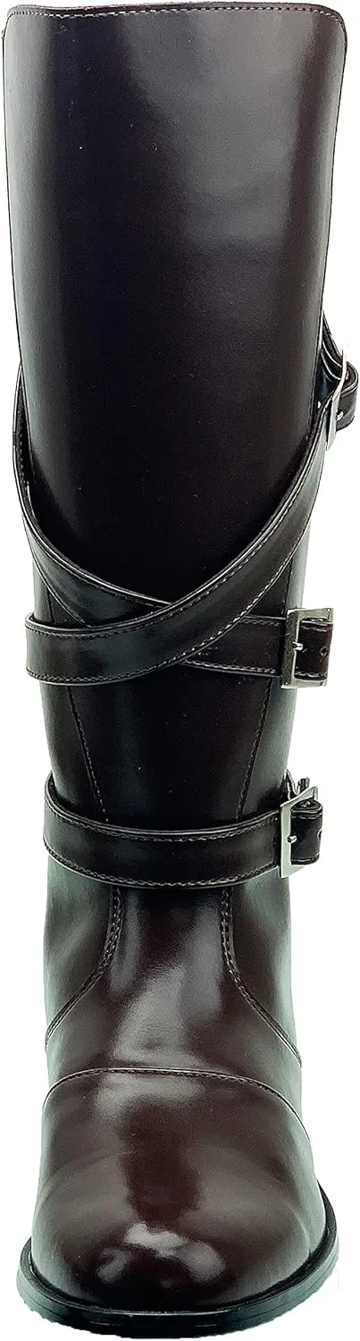 Women Ladies Gardena Fashion Stylish Motorcycle Riding Leather Tall Knee High Boots Brown