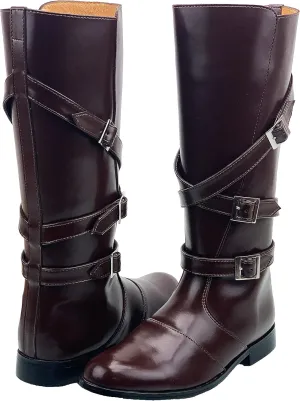 Women Ladies Gardena Fashion Stylish Motorcycle Riding Leather Tall Knee High Boots Brown