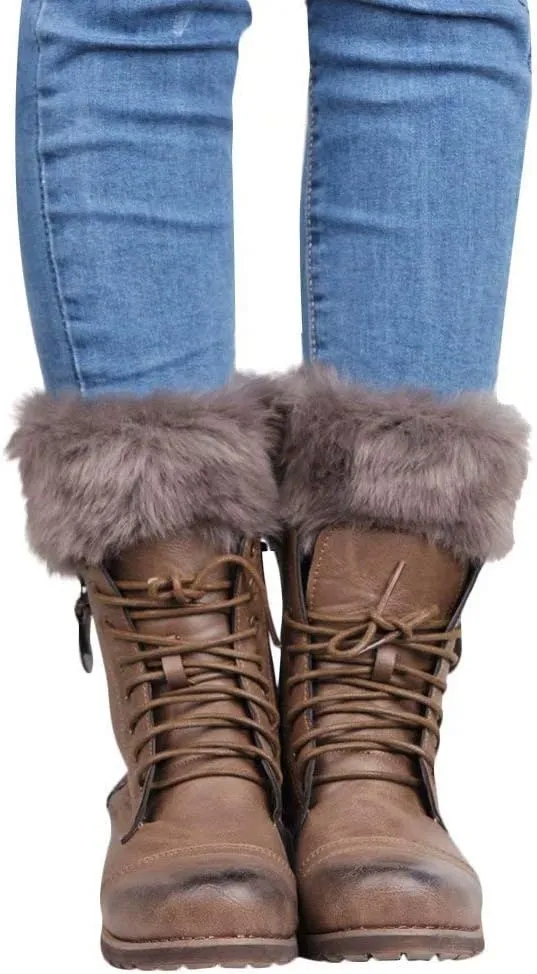 Women Leg Warmers Faux Fur High Boot Cuffs Toppers Boots Socks
