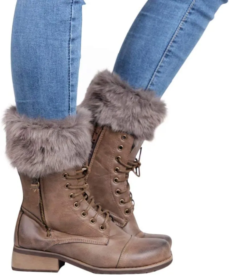 Women Leg Warmers Faux Fur High Boot Cuffs Toppers Boots Socks