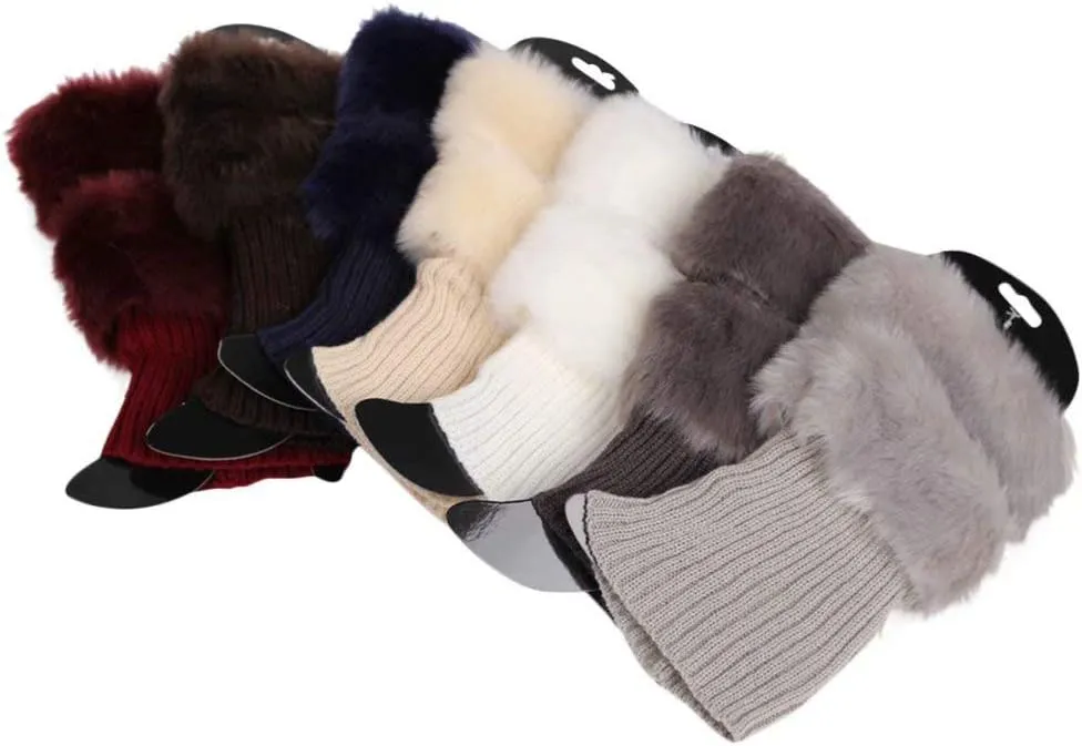 Women Leg Warmers Faux Fur High Boot Cuffs Toppers Boots Socks