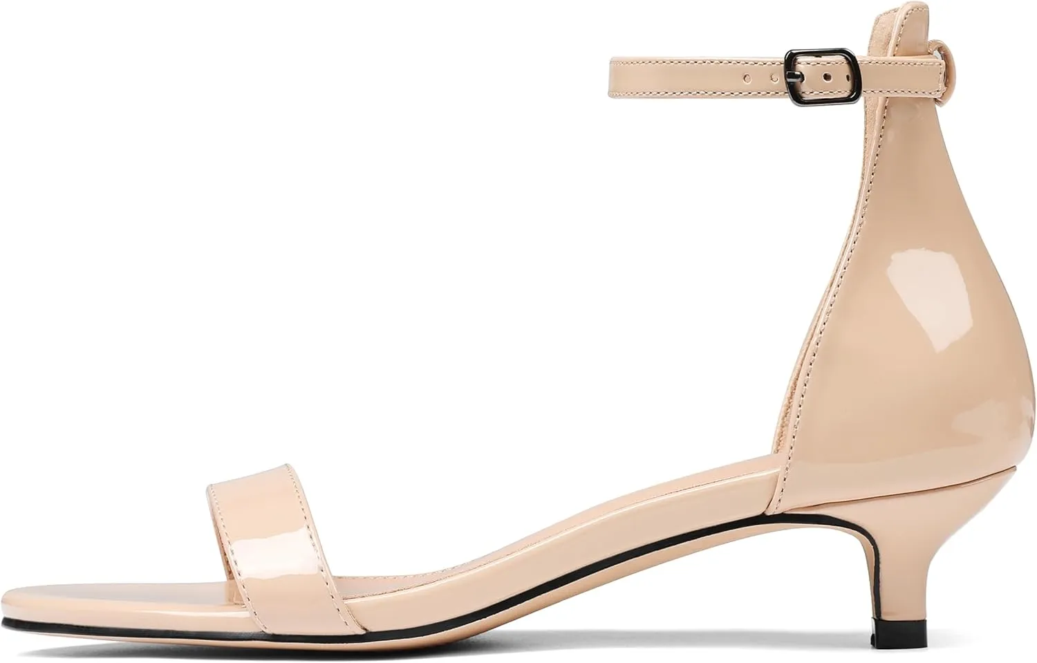 Women's Black Kitten Heels Low Heel Sandals Ankle Strap 1.5 Inch Summer Dress Shoes