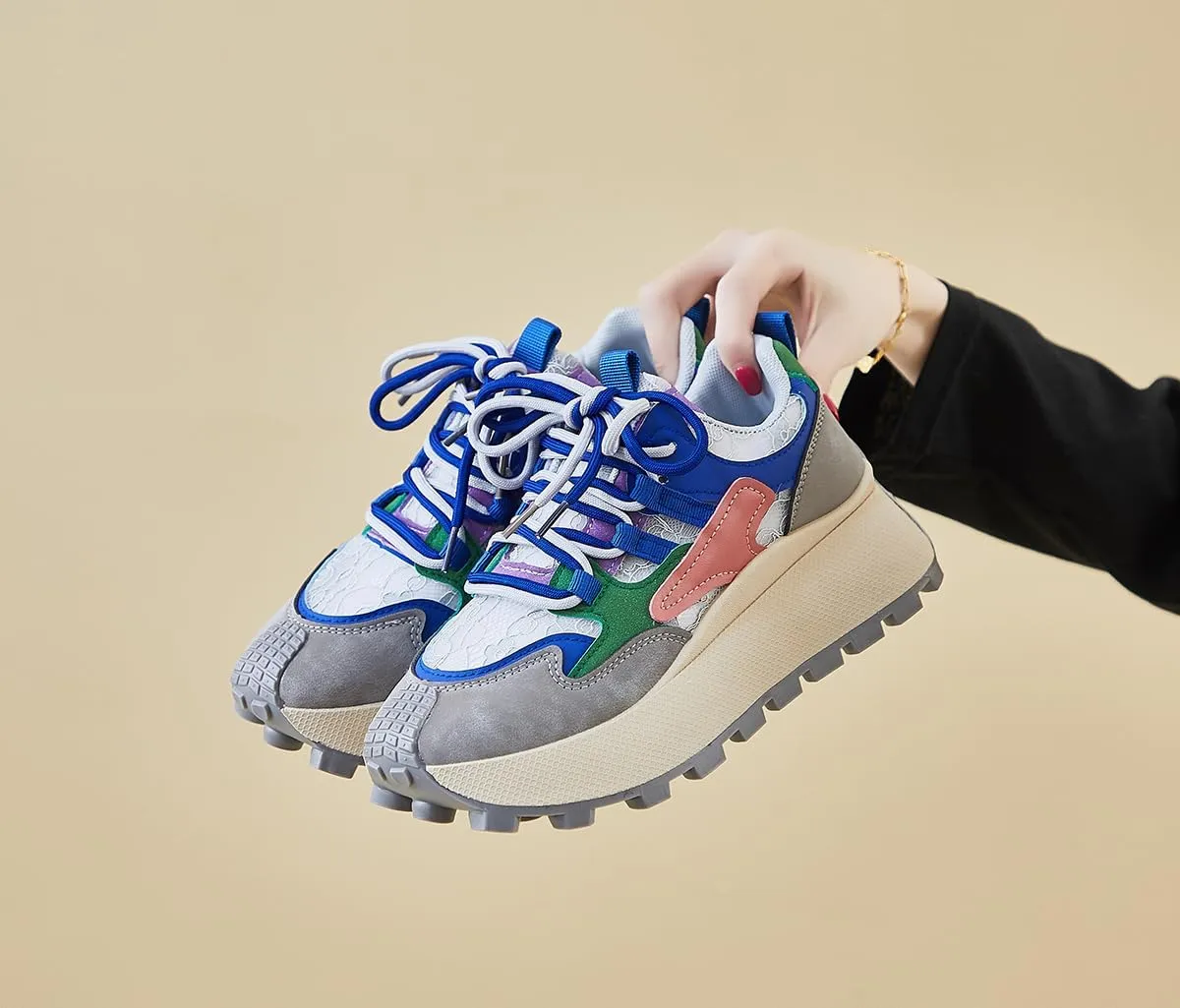 Women's Breathable Platform Sneakers Campus Fashion Lightweight Comfort Walking Shoes
