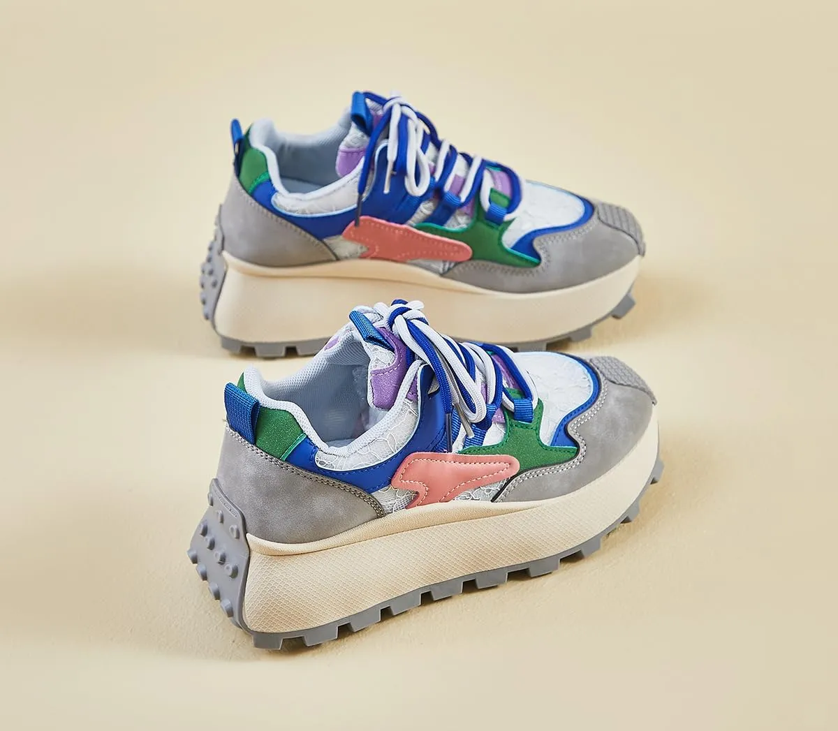 Women's Breathable Platform Sneakers Campus Fashion Lightweight Comfort Walking Shoes