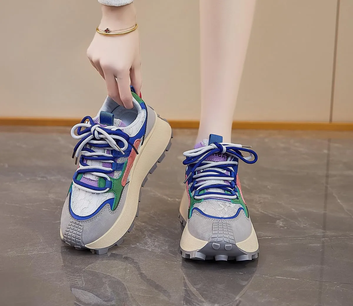 Women's Breathable Platform Sneakers Campus Fashion Lightweight Comfort Walking Shoes