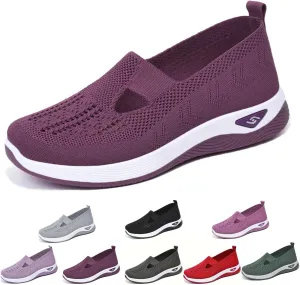 Women's Comfortable Breathable Knitted Sneakers,Knitted Sneakers for Women,Woven Cut-Out Orthopedic Sneakers Shoes,Lightweight Slip-On Walking Shoes Sknitted Breathable Sneakers