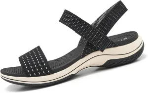 Women's Comfortable Orthopedic Walking Sandals with Arch Support & Hook Loop - Wedge Sport Sandals for Summer, Beach, Outdoor & Everyday Casual Use