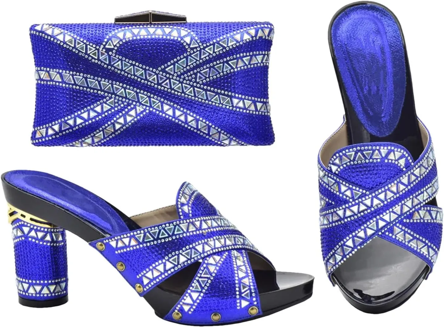 Women's EN8 Color Italian Shoe & Bag Set - African-Inspired Pumps & Clutch for Nigerian Women's Party Outfits