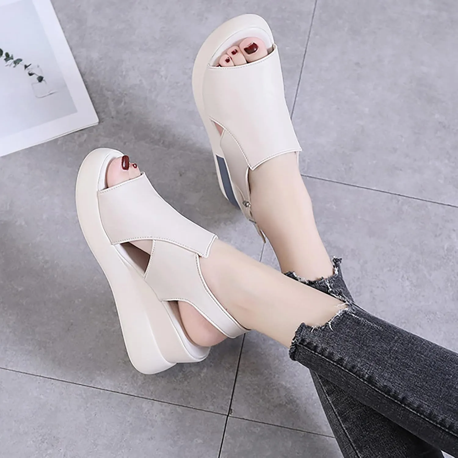 Women's Flats Sandals Thick Bottom Bohemian Elastic Ankle Strap Classic Summer Comfortable Shoes 2025