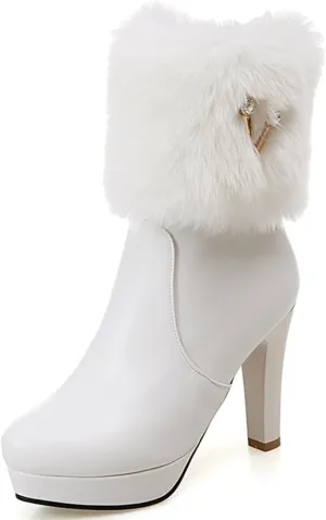 Women's Fur Lined Christmas Ankle Boots